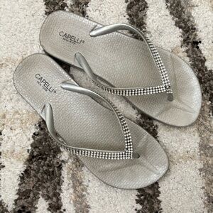 Capelli of New York Silver Slippers